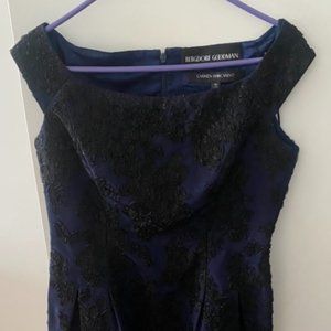Blue and black Carmen Marc Valvo/Bergdorf Goodman Dress Women's Size 10